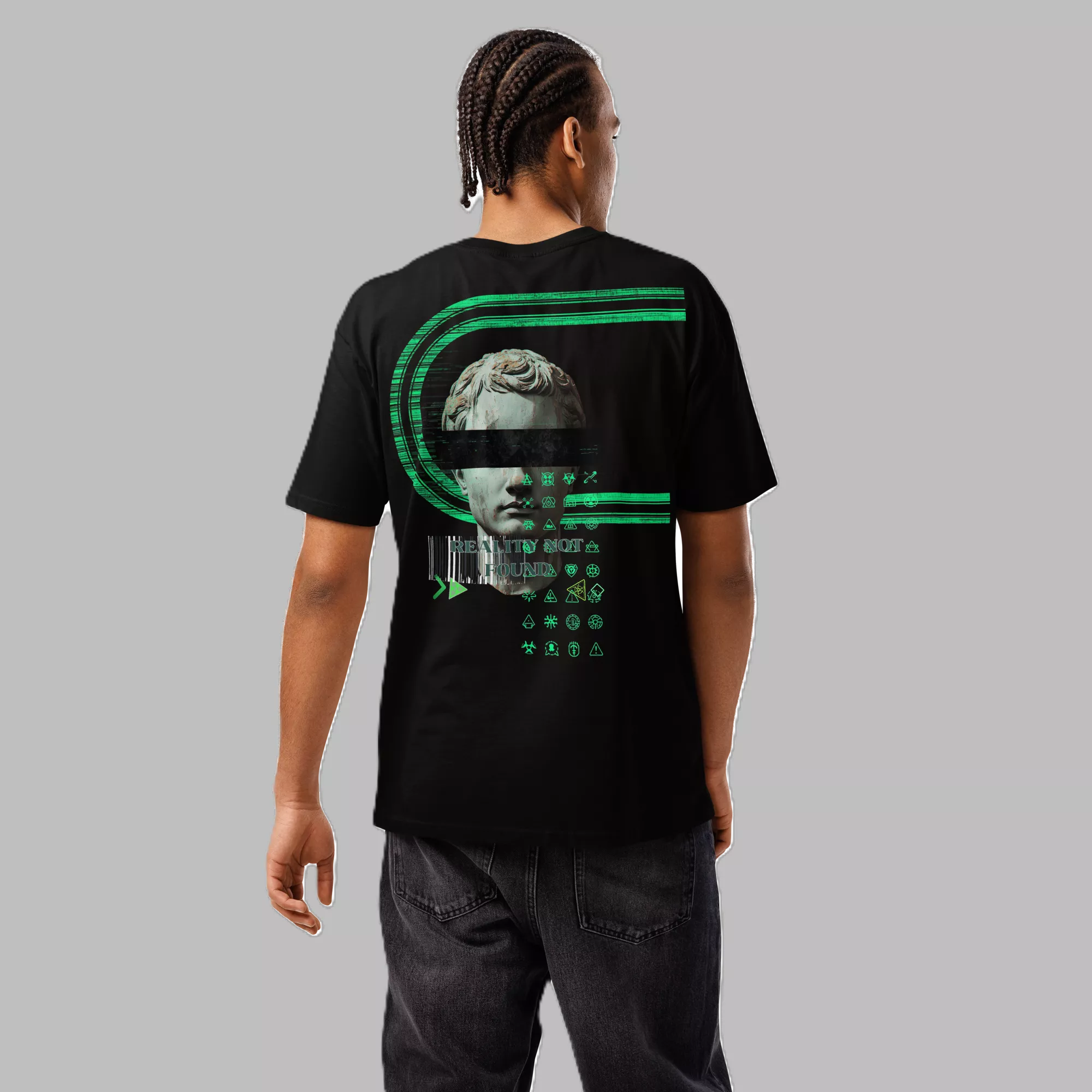 Vaporwave Statue Oversized Black T-Shirt