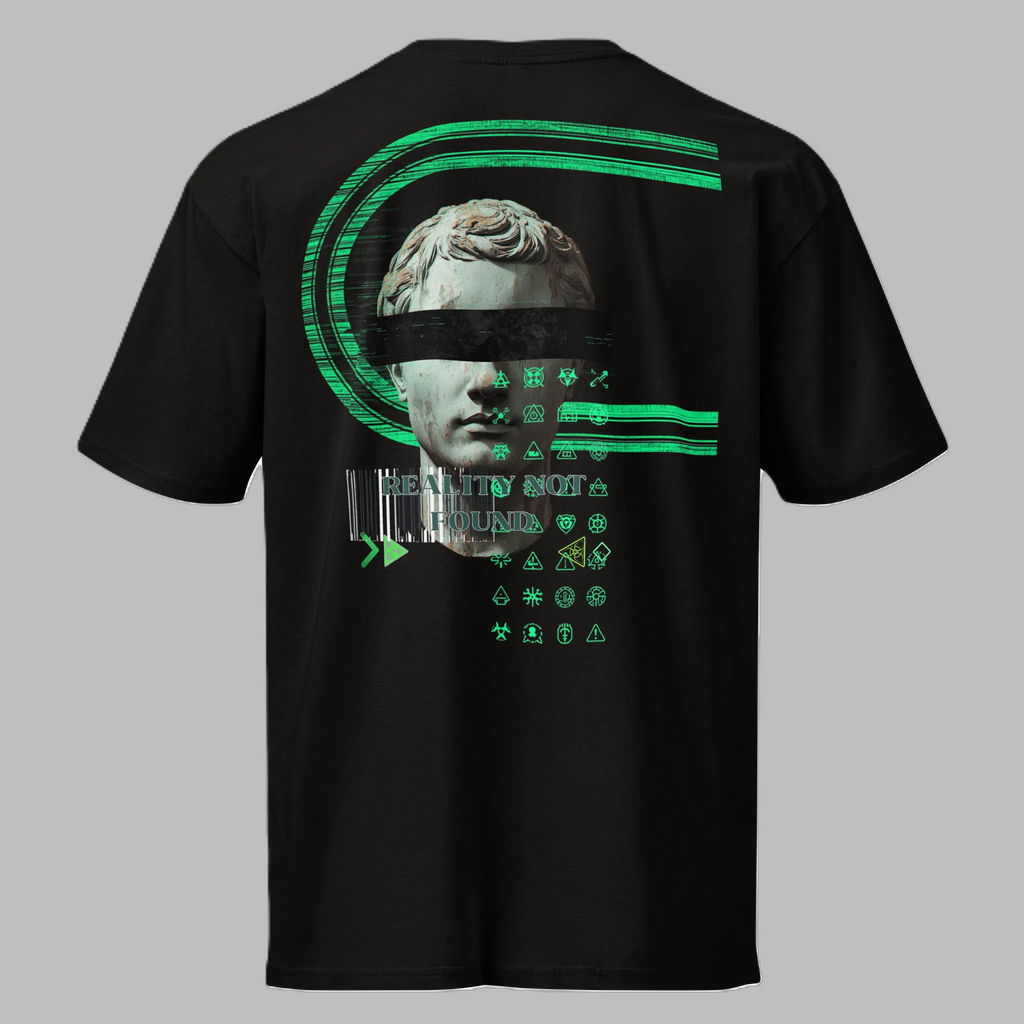 Vaporwave Statue Oversized Black T-Shirt