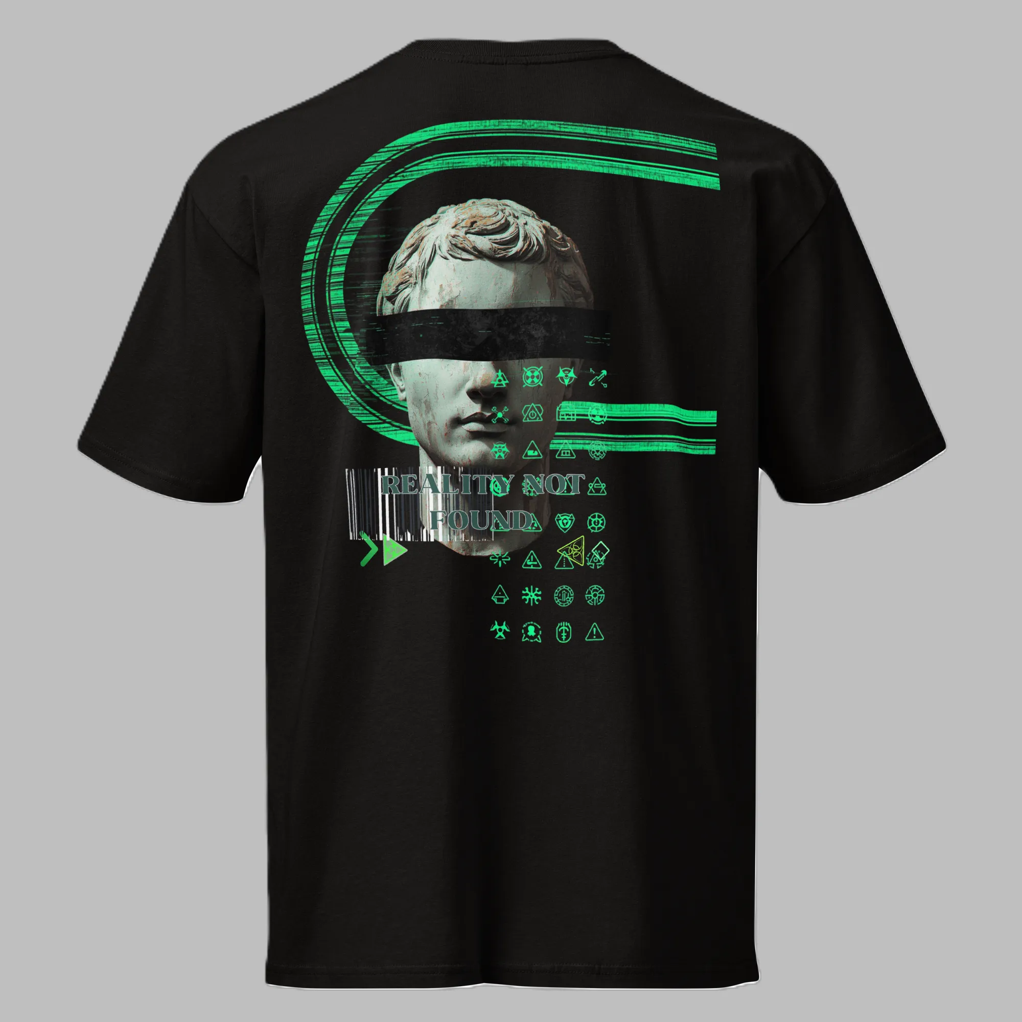 Vaporwave Statue Oversized Black T-Shirt