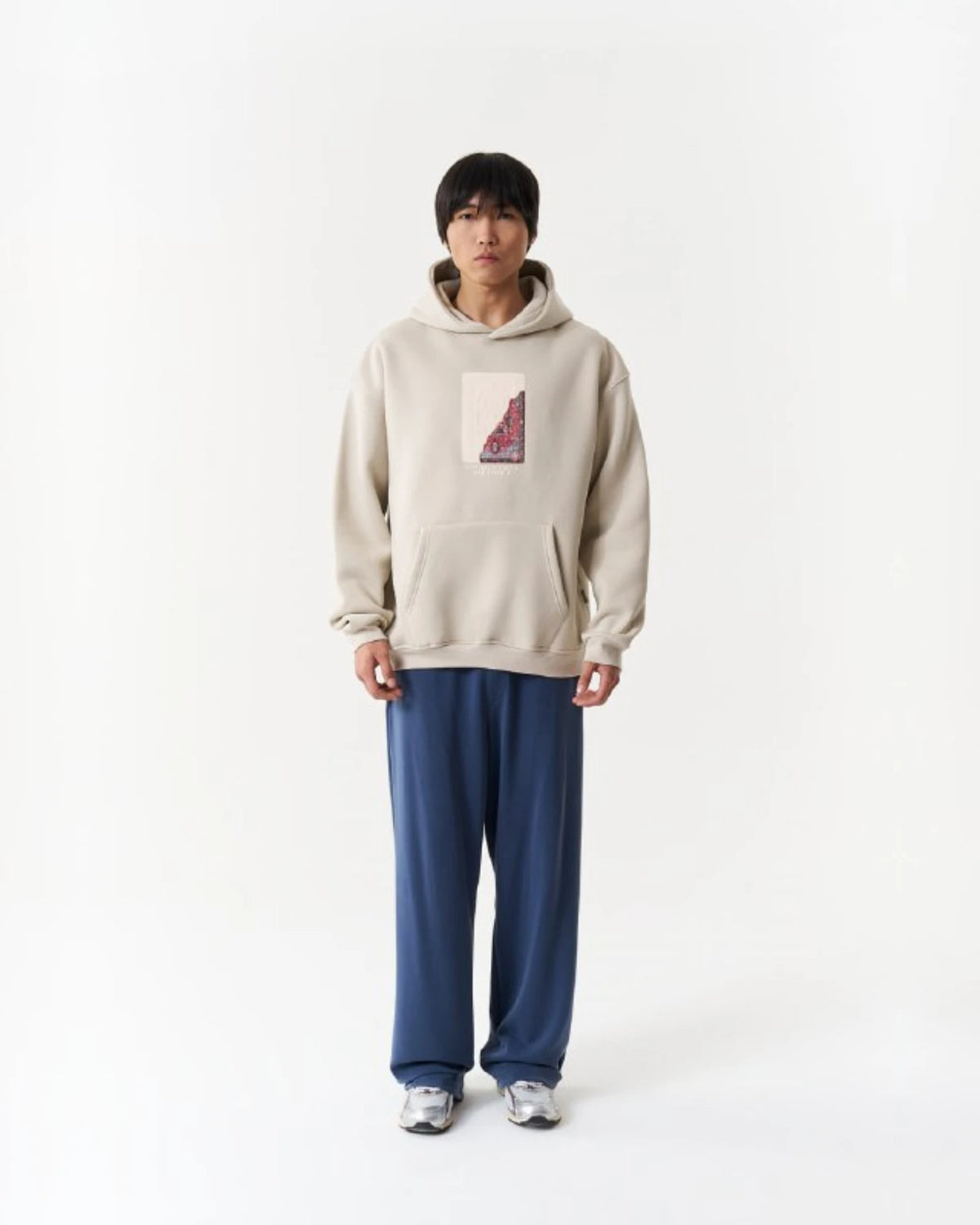 Vintage Rug Panel Oversized Hoodie in beige, photo 1