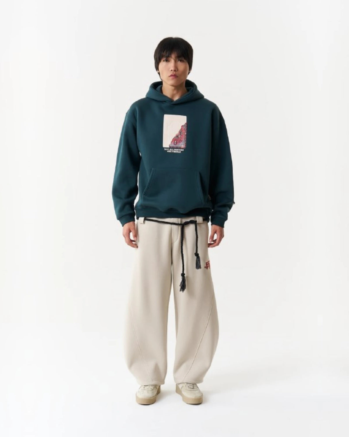 Vintage Rug Panel Oversized Hoodie in green, photo 1