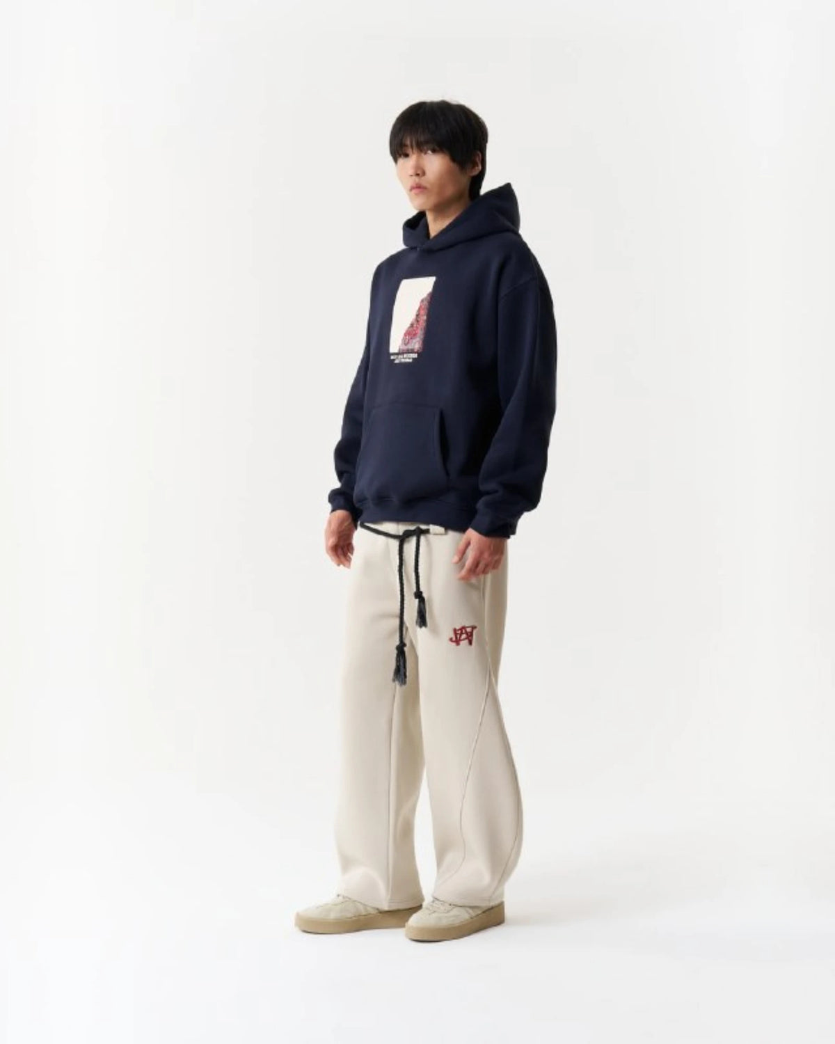 Vintage Rug Panel Oversized Hoodie in navy, photo 1