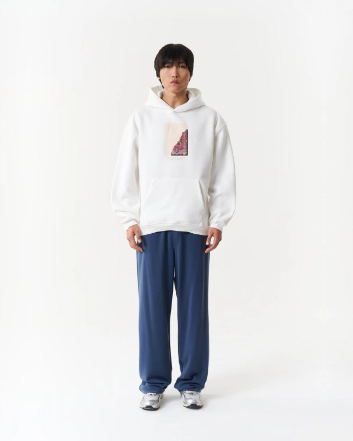 Vintage Rug Panel Oversized Hoodie in white, photo 1