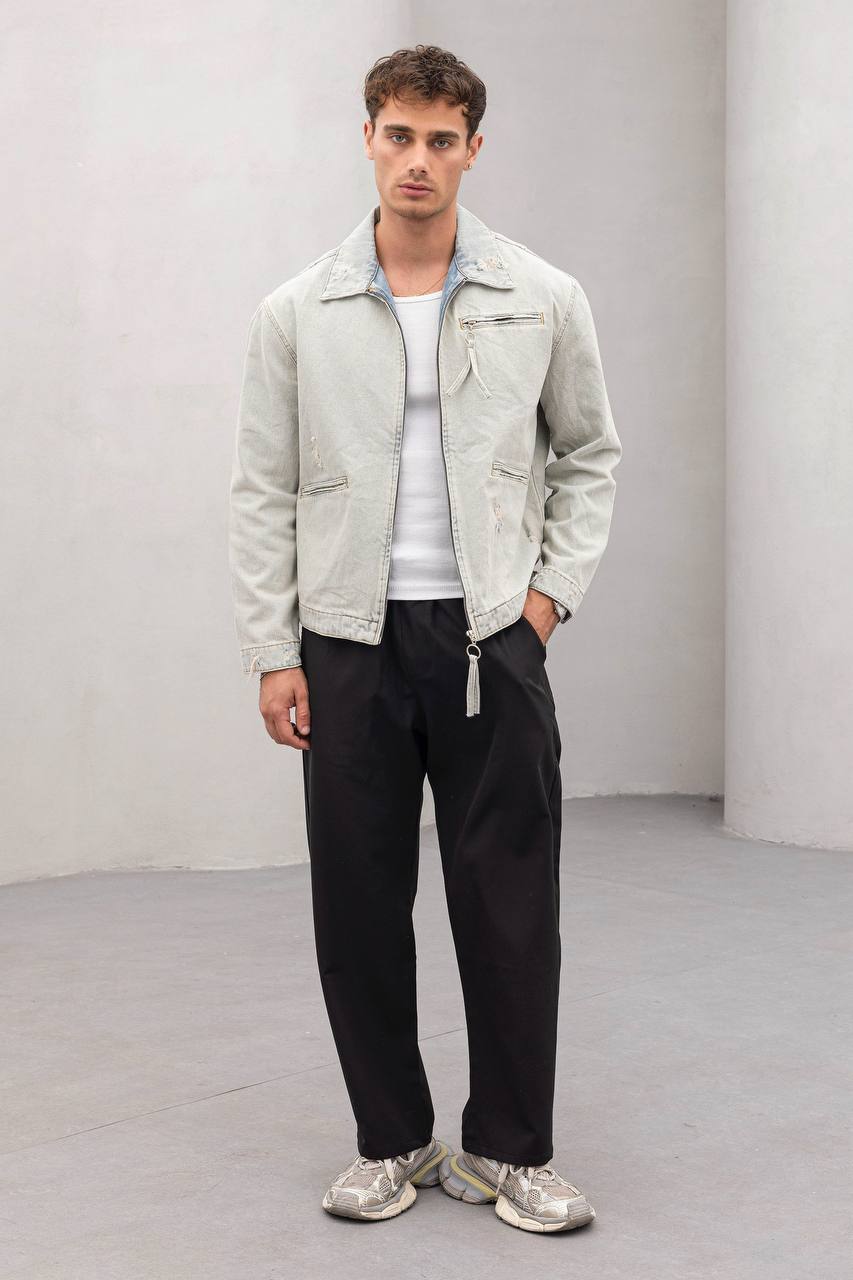 Vintage Washed Denim Jacket - Men's Streetwear Casual Jean Jacket