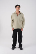 Unisex Oversize Waffle Knit Hoodie with Embossed Text