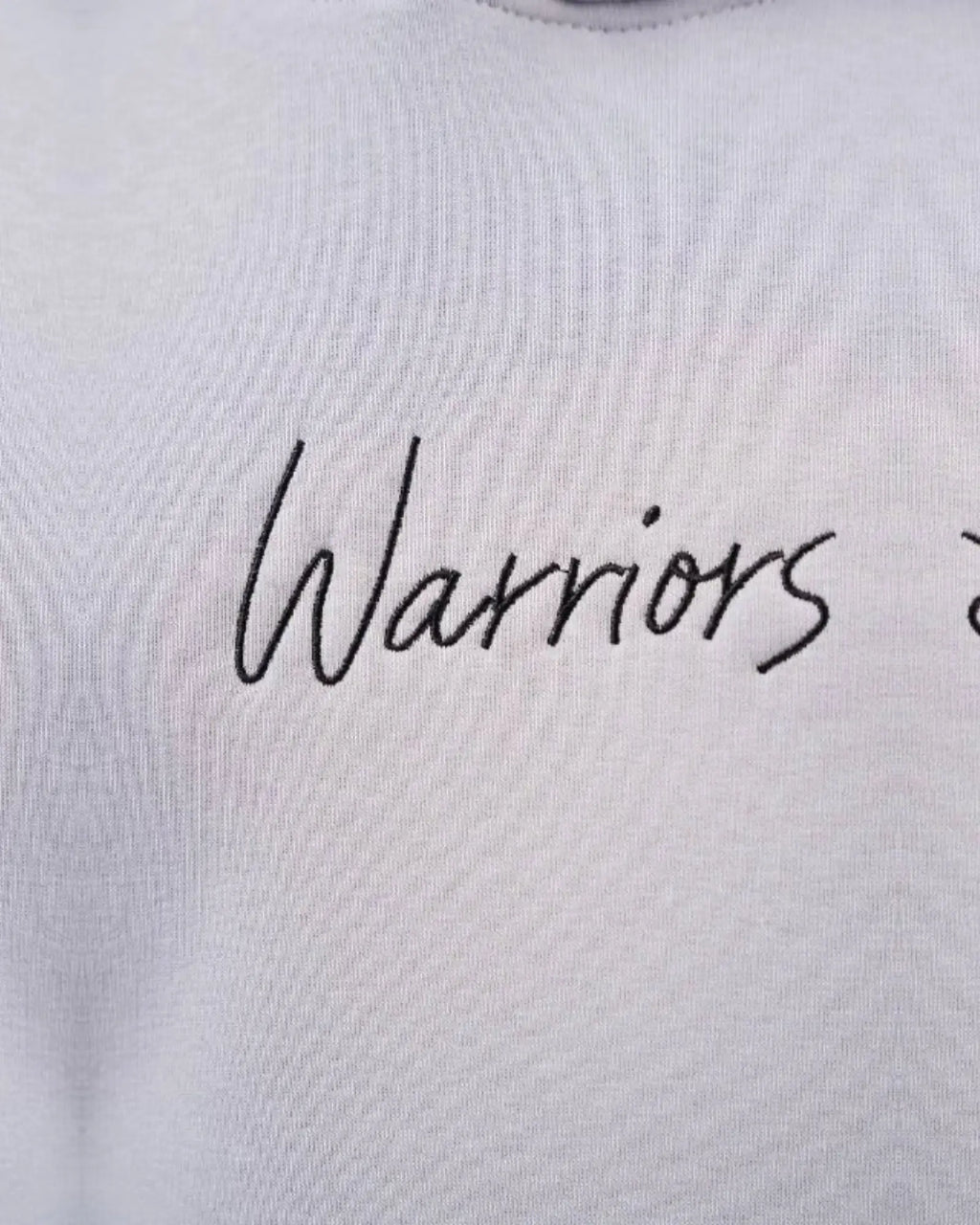 Warriors oversized hoodie with ancient history patchwork back in light gray, photo 3