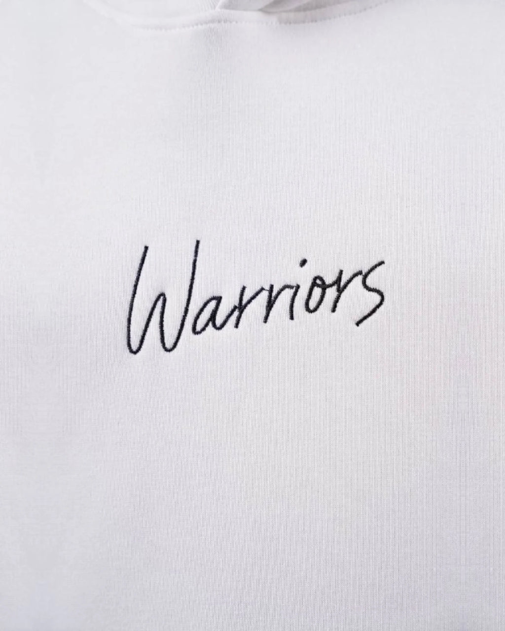 Warriors oversized hoodie with ancient history patchwork back in white, photo 6