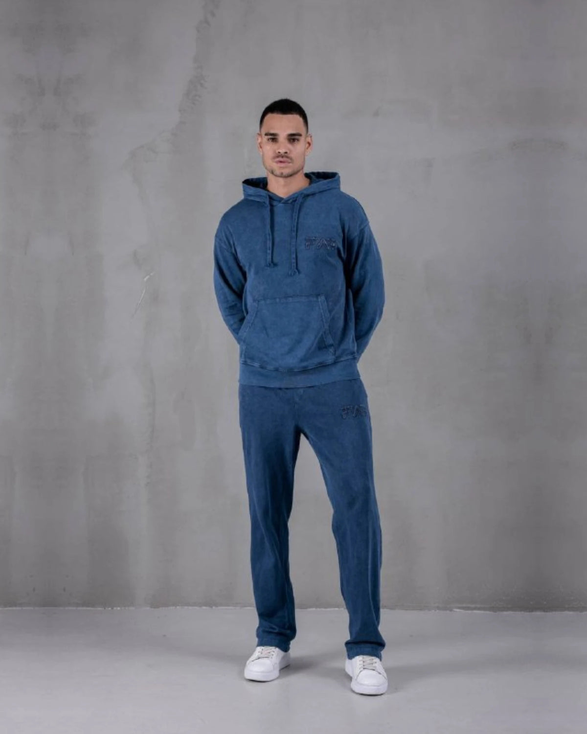 Washed Embroidered Oversized Hoodie in blue, photo 1