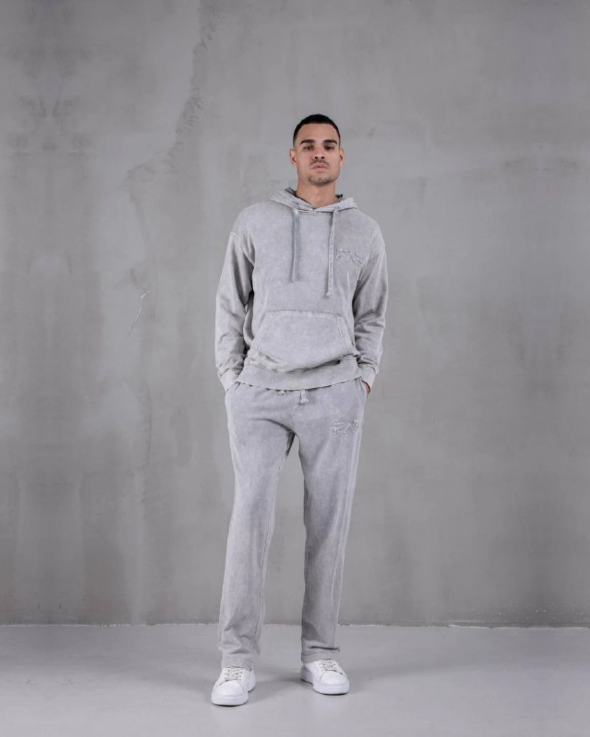 Washed Embroidered Oversized Hoodie in gray, photo 2