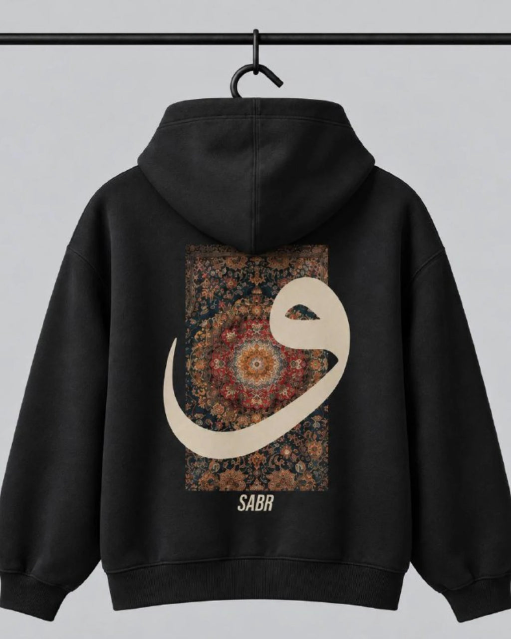 Waw Arabic Letter Hoodie in black, photo 6