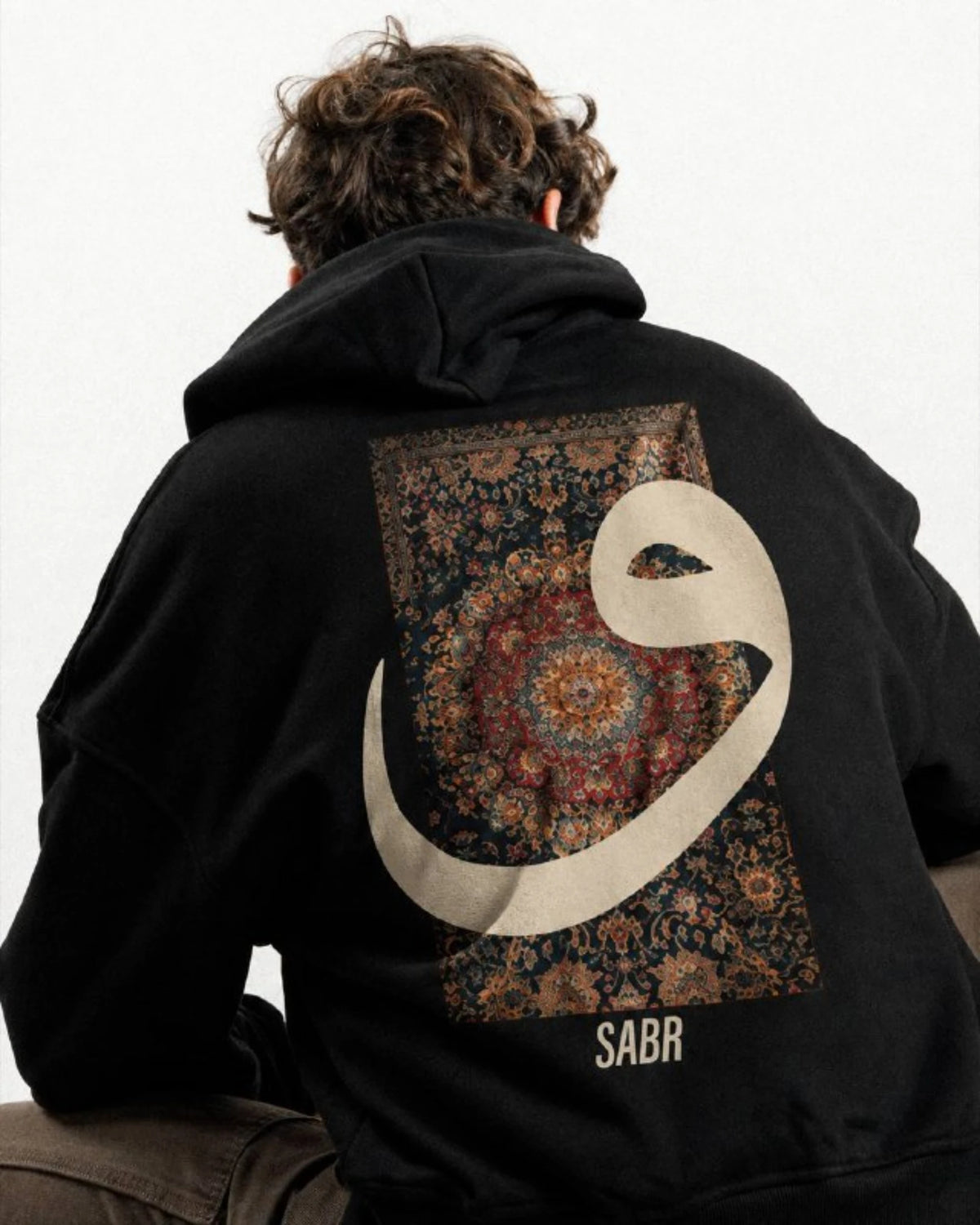 Waw Arabic Letter Hoodie in black, photo 8
