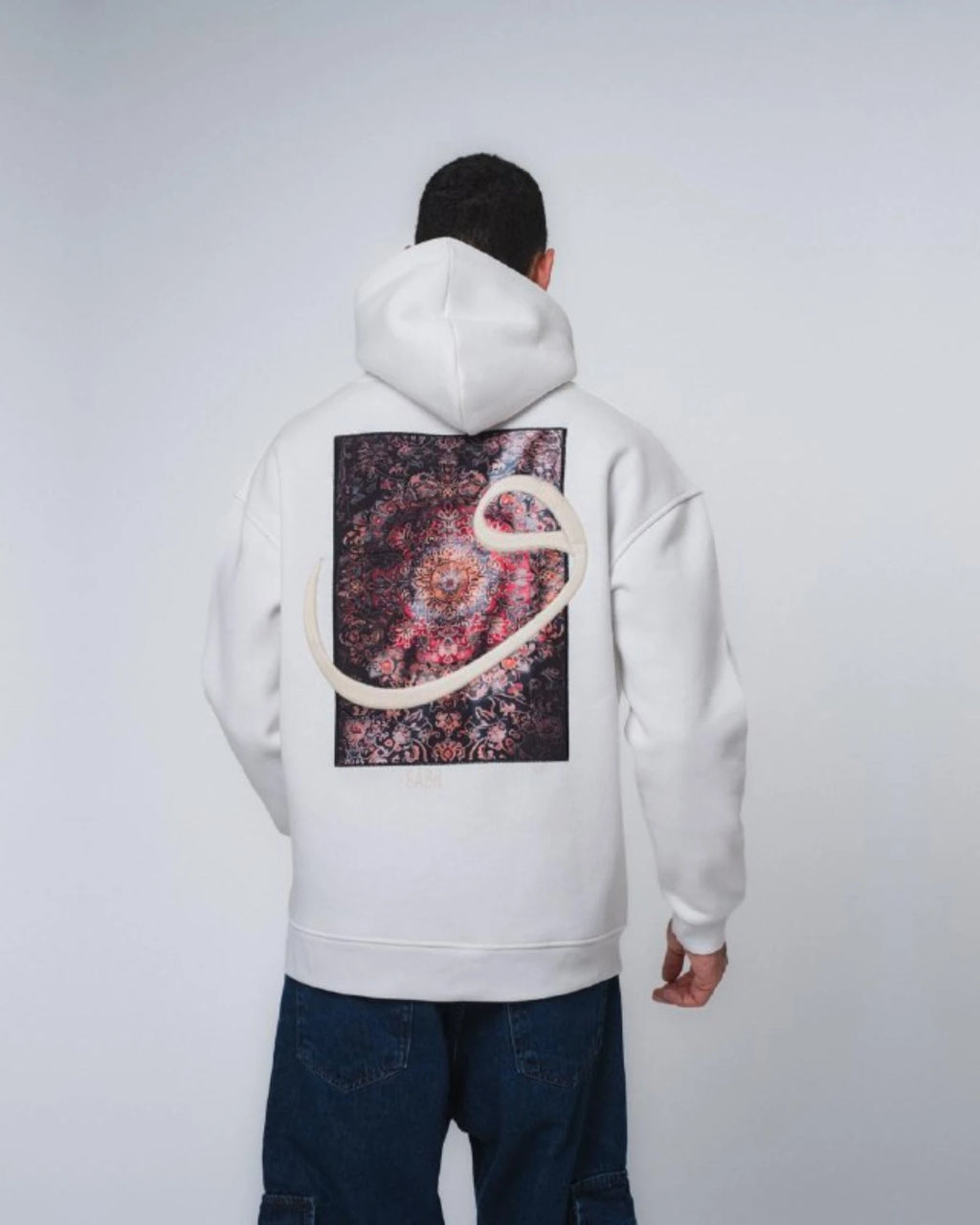 Waw Arabic Letter Hoodie in white, photo 6