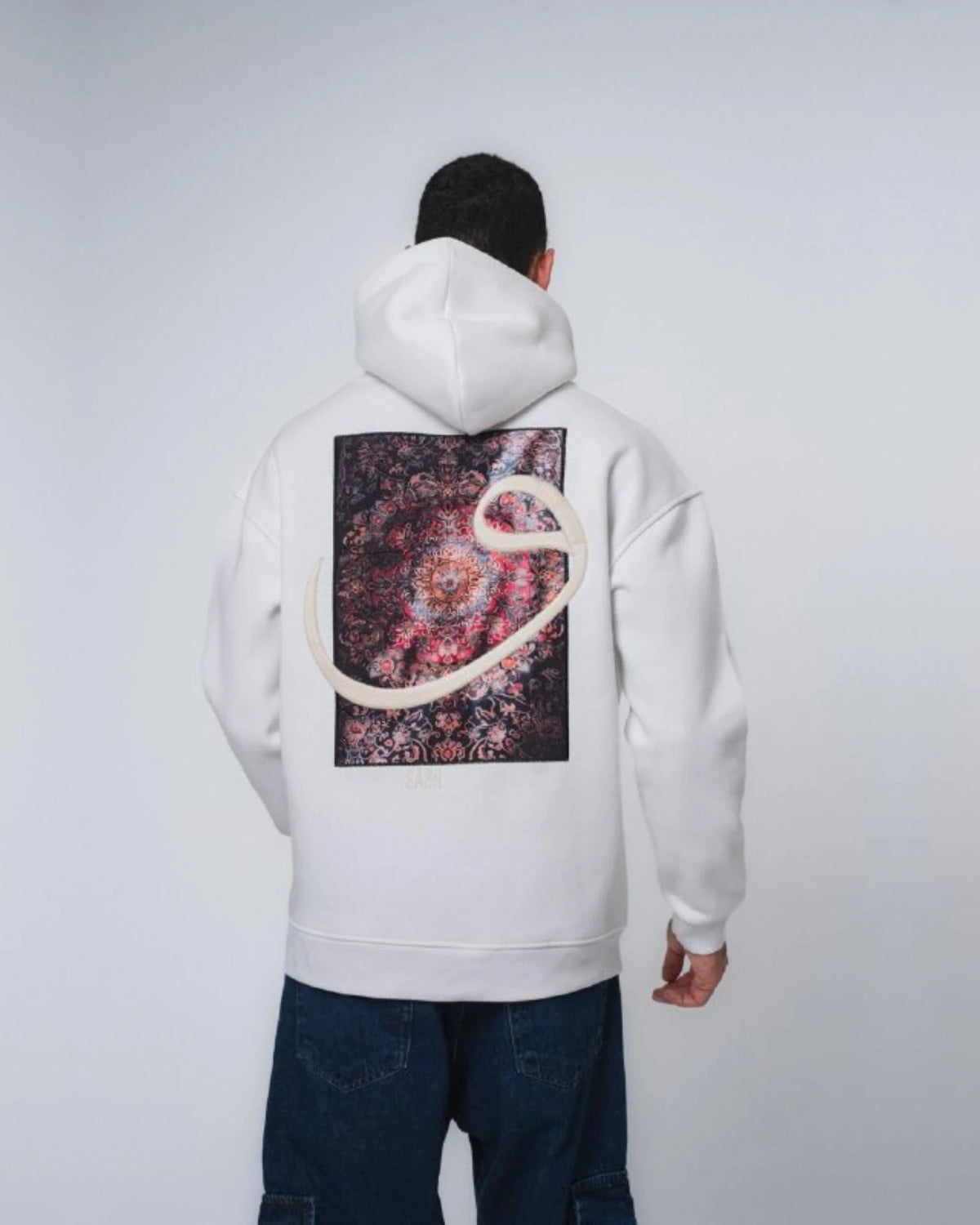 Waw Arabic Letter Hoodie in white, photo 6