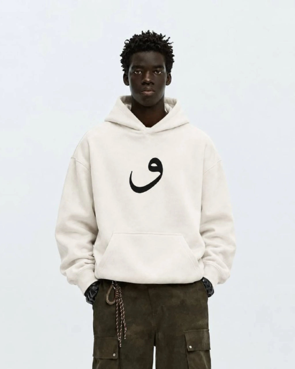 Waw Arabic Letter Hoodie in white, photo 8