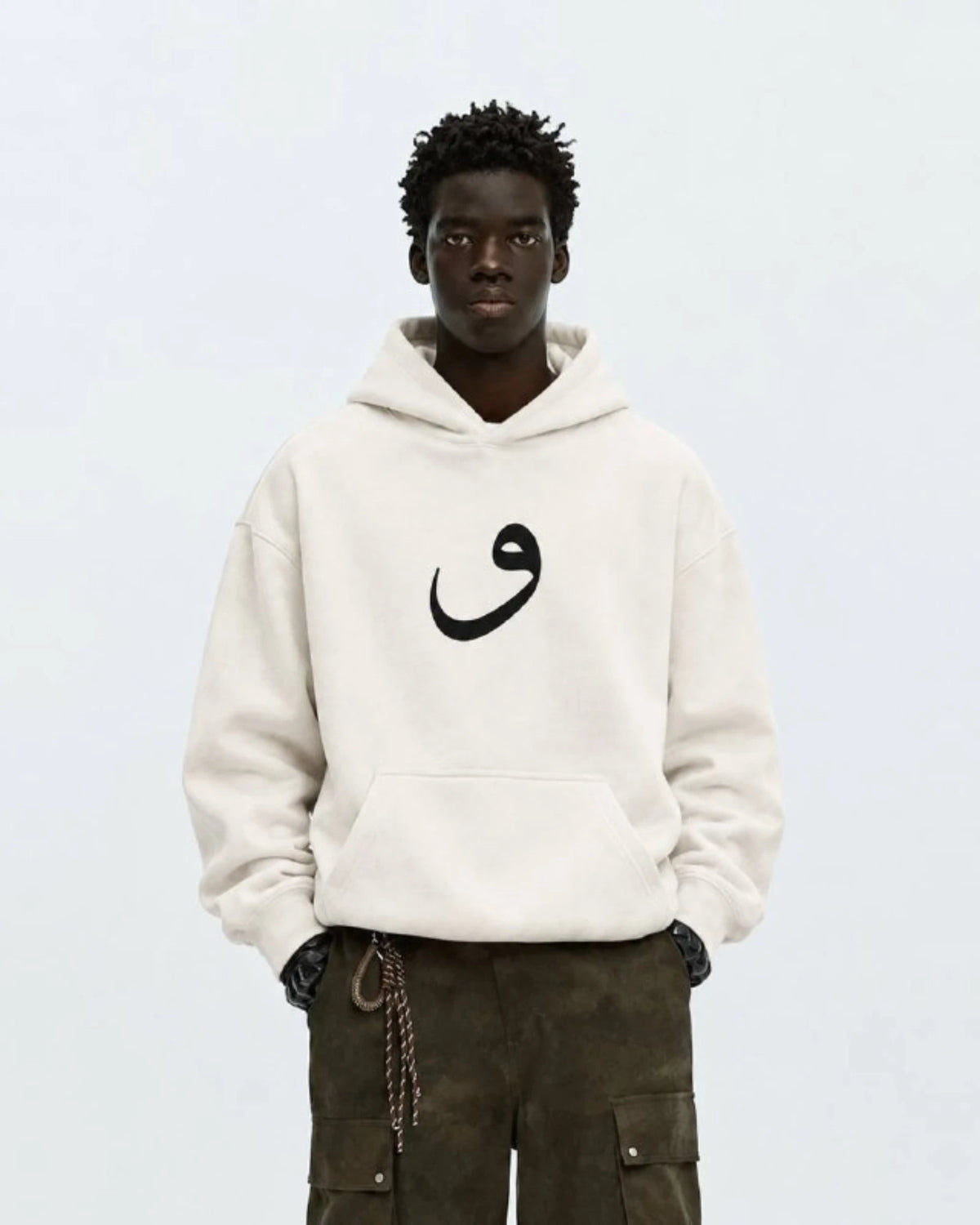 Waw Arabic Letter Hoodie in white, photo 8