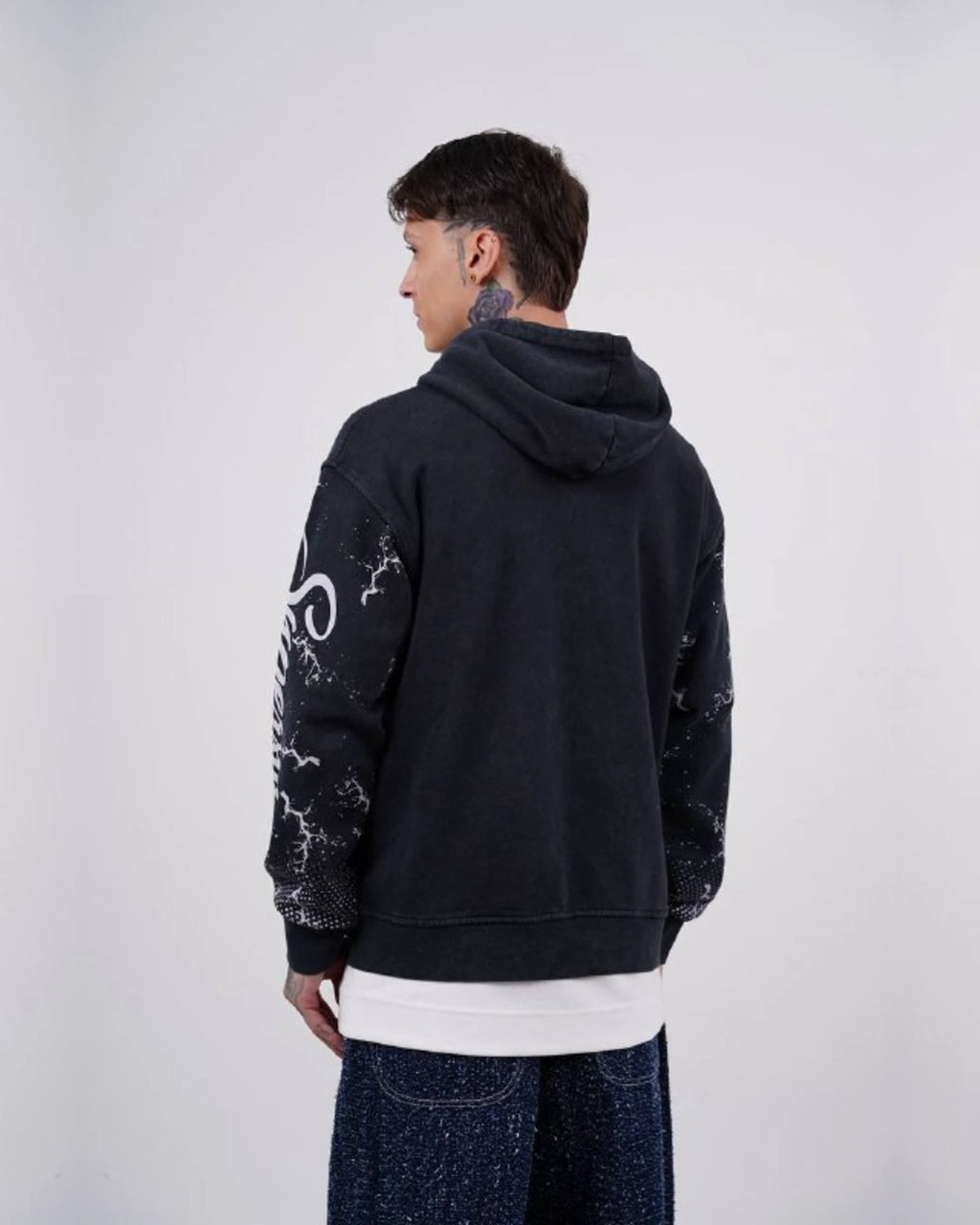 Superstage Athletic Script Zip-Up Hoodie in Navy
