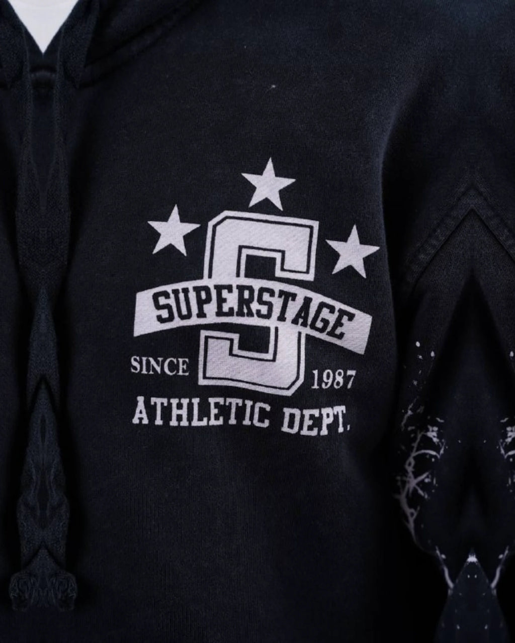 Superstage Athletic Script Zip-Up Hoodie in Navy