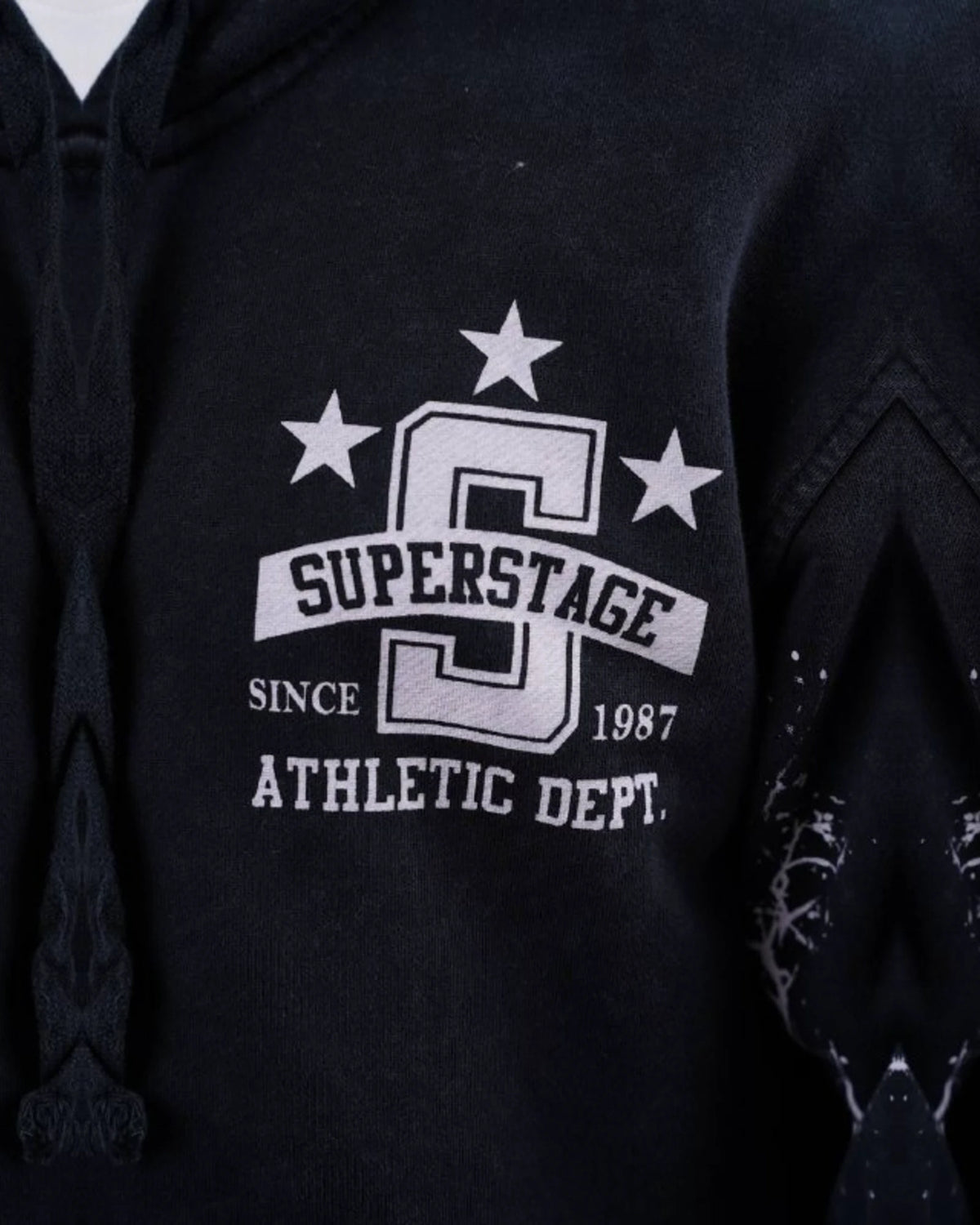 Superstage Athletic Script Zip-Up Hoodie in Navy