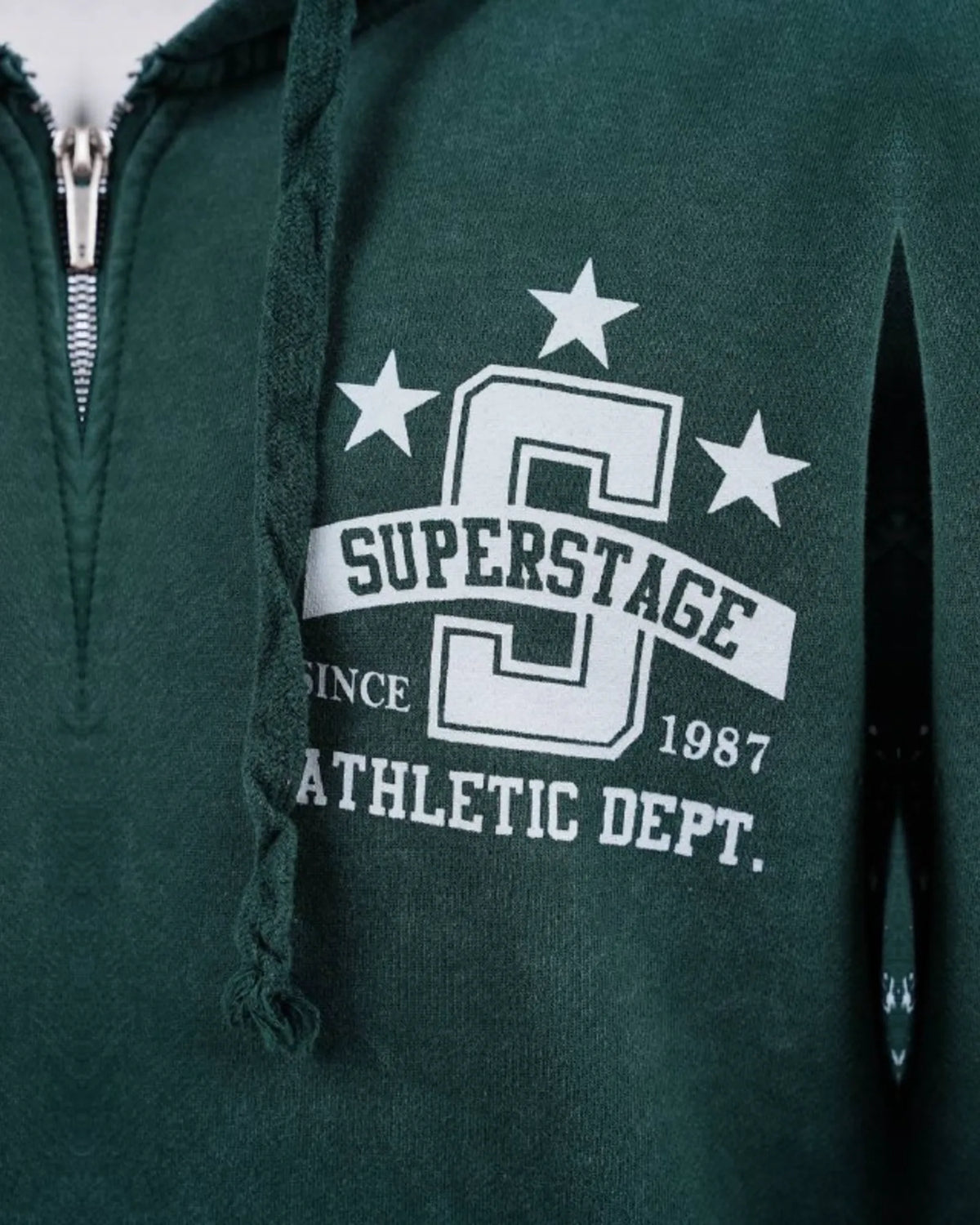 Superstage Athletic Script Zip-Up Hoodie in Green