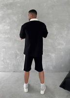Elite Club Style Men's Polo & Shorts Set – Tailored Athletic Look with Crest Detail