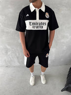 Elite Club Style Men's Polo & Shorts Set – Tailored Athletic Look with Crest Detail