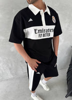 Elite Club Style Men's Polo & Shorts Set – Tailored Athletic Look with Crest Detail
