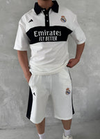 Elite Club Style Men's Polo & Shorts Set – Tailored Athletic Look with Crest Detail