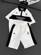 Elite Club Style Men's Polo & Shorts Set – Tailored Athletic Look with Crest Detail