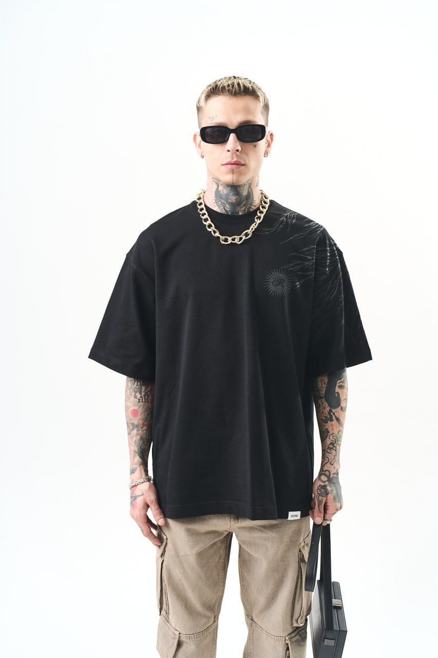 Men's Oversize Graphic T-Shirt - Wings and Sun Streetwear Tee
