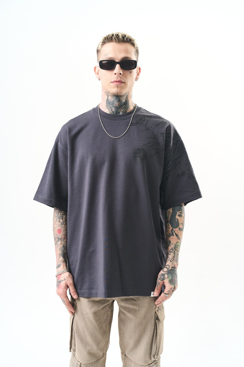 Men's Oversize Graphic T-Shirt - Wings and Sun Streetwear Tee