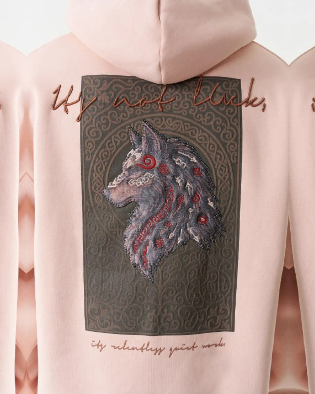 Wolf Art Patch Oversized Hoodie in pink, photo 3
